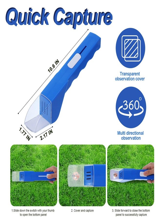 MILEDU 2Pcs Small Animals Catcher Quick Release Humane Catching Tool Clear Contactless Observer Kids Adults Nature Exploration Container to Capture Butterflies, Bees, Spiders, etc (Yellow+Blue) - Image 4
